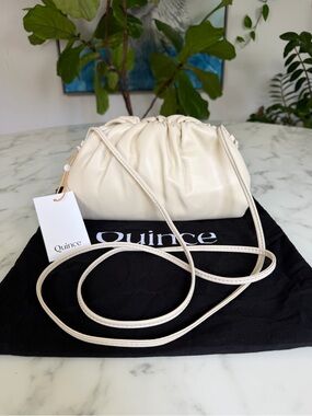 NWT Quince Italian Leather Pouch Crossbody Clutch Cream